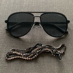 Quay High Key Aviator Bling w Chain (Smoke)